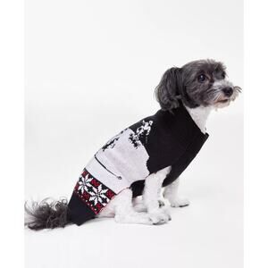 Holiday Lane Downhill Ski Pullover Pet Sweater In Deep Black Size Large